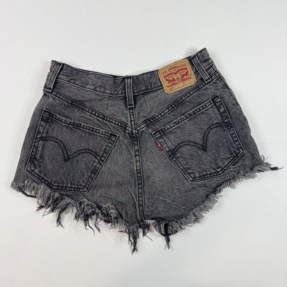 Levi's 501 Womens Mid Rise Cut Off Denim Shorts Black Y2K Grunge Size 26 - Picture 2 of 7